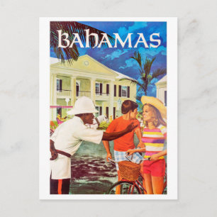 Bahamas, artig polis som leder vägen till paret vykort