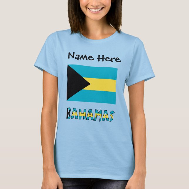 Bahamas Bahaman flagg Anpassad T Shirt (Framsida)