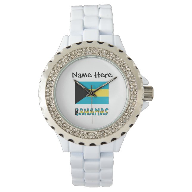 Bahamas Bahaman Flagga Personlig Armbandsur (Framsida)
