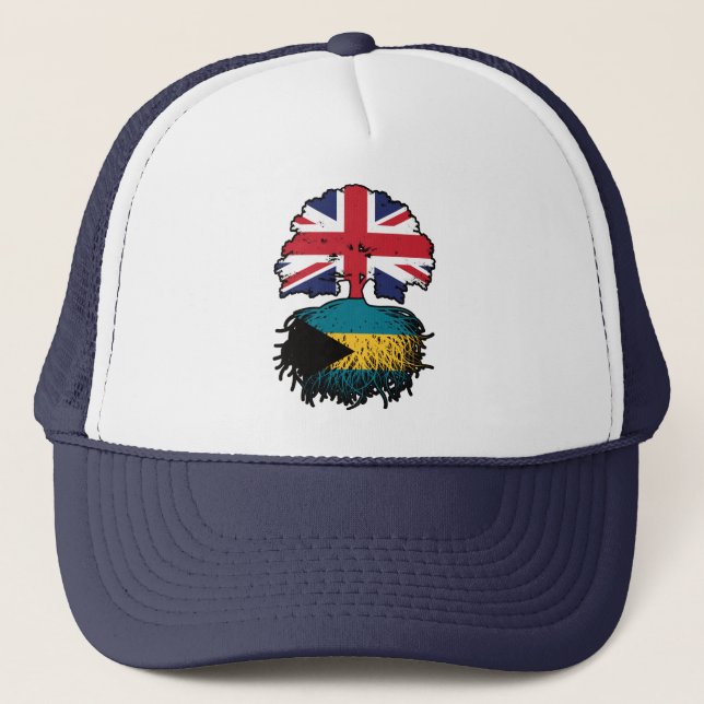 Bahamas Bahamansk Brittisk UK Träd Rötter Flagga Keps (Framsida)