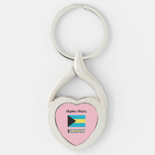 Bahamas Bahamansk flagga  Twisted Heart Silverfärgad Nyckelring
