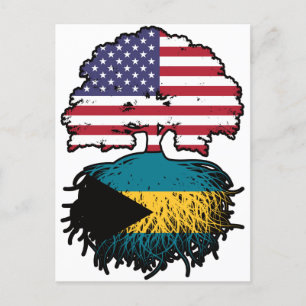 Bahamas Bahamian American USA Träd Roots Flagga Vykort