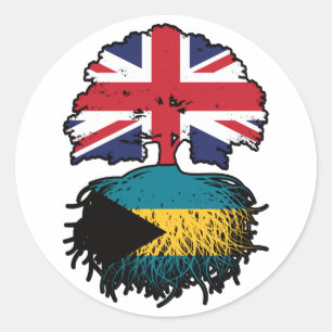 Bahamas Bahamian British Träd Roots Flagga Runt Klistermärke