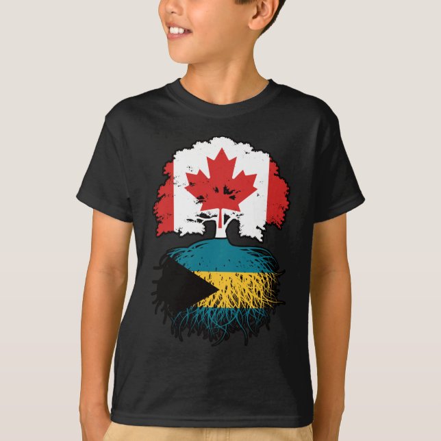 Bahamas Bahamian Canadian Träd Roots Flagga T Shirt (Framsida)