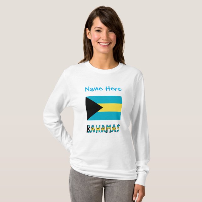Bahamas Bahamian Flagga Blue Personalization T Shirt (Hel framsida)
