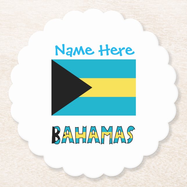 Bahamas Bahamianska Flagga Blå Personalisering Par Underlägg Papper (Framsida)