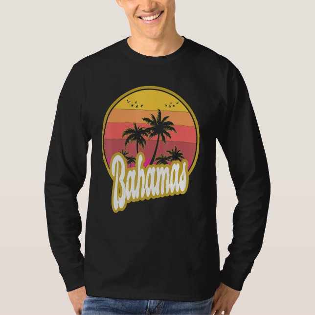 Bahamas Beach Retro Sunset T Shirt (Framsida)