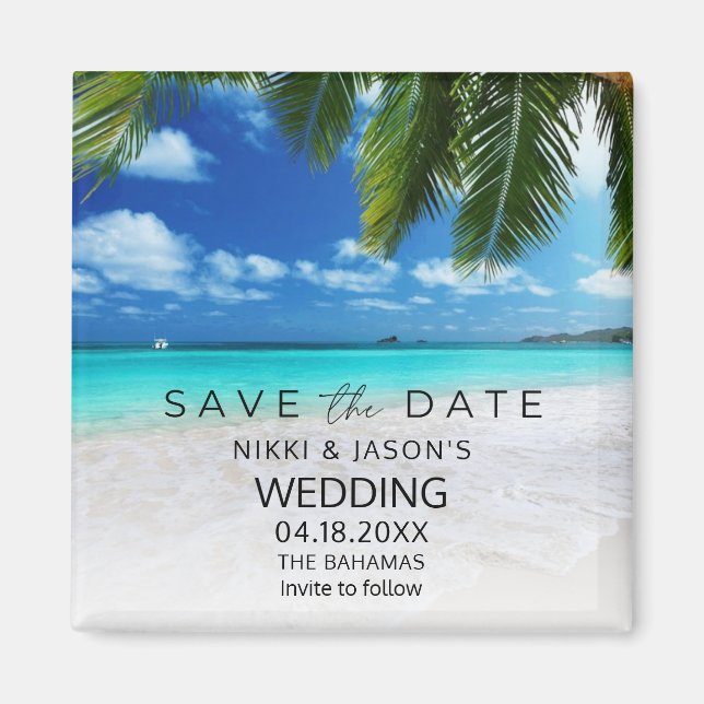 Bahamas Beach Wedding Save the Date Magnet (Framsidan)