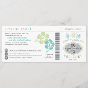Bahamas Boarding Pass Wedding bjudande Inbjudningar