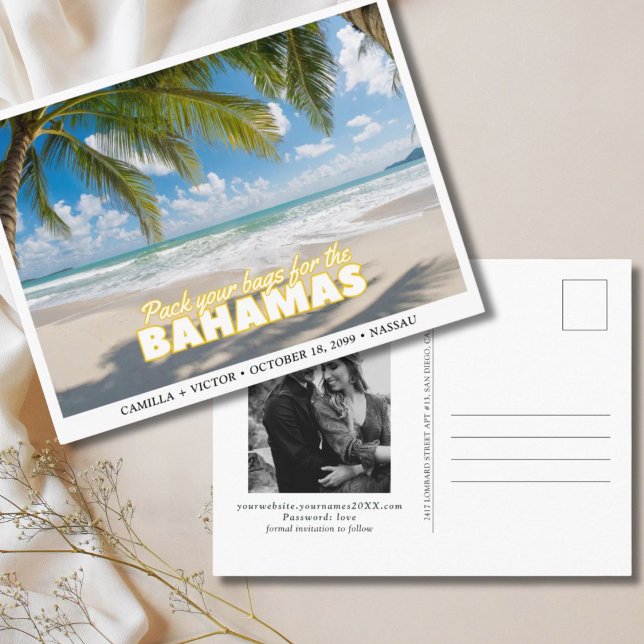 Bahamas Bröllopsö Bröllopskort Spara datum Postkor Vykort (Bahamas Wedding Island Save the Date Postcard
)