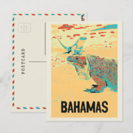 Bahamas Carribobe, typisk karibien Iguana Postca Vykort