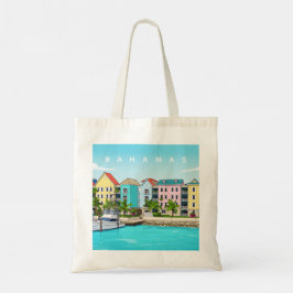 Bahamas colourful houses tote bag tygkasse