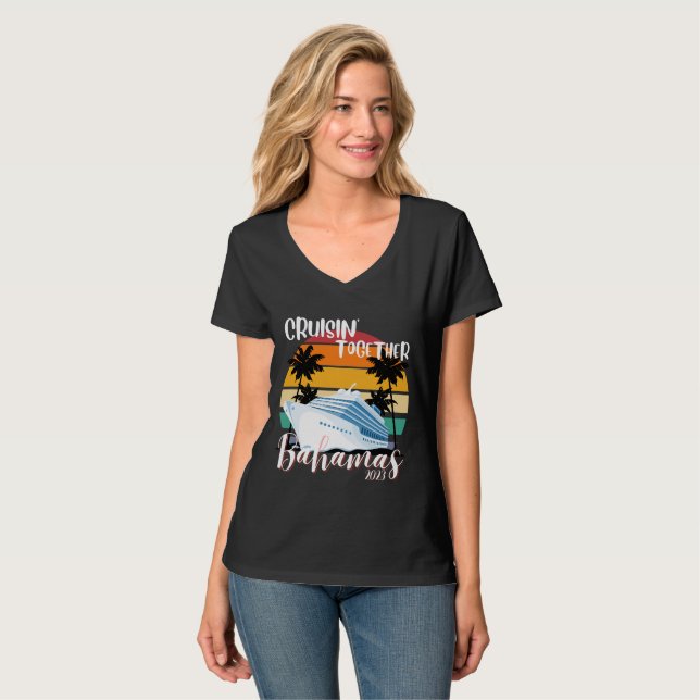 Bahamas Cruise sea 2023 Family Friend Group Travel T Shirt (Hel framsida)