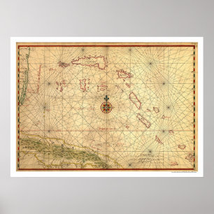 Bahamas & Cuba Karta 1650 Poster
