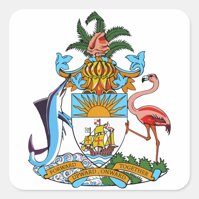 bahamas emblem fyrkantigt klistermärke (Framsida)