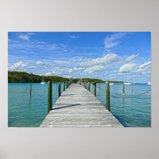 Bahamas Fishing Pier, Underbar Abaco Island, Baham Poster (Framsidan)