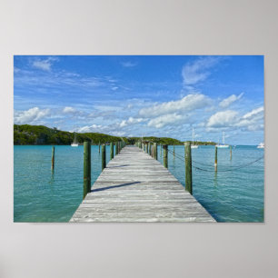 Bahamas Fishing Pier, Underbar Abaco Island, Baham Poster