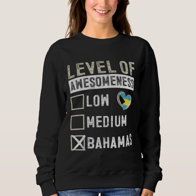 Bahamas Flag Bahamians Level Of Awesomeness T Shirt (Framsida)