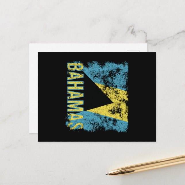 Bahamas Flag Distressed Vykort (Fram/Back In Situ)