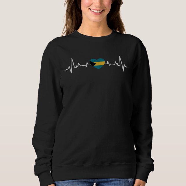 Bahamas Flag Heartbeat Proud Bahamian T Shirt (Framsida)