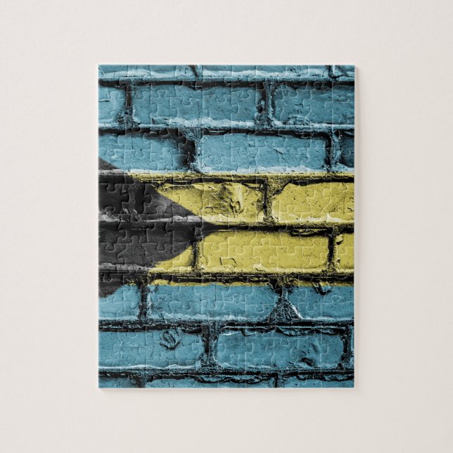 Bahamas flagga av stenvägg pussel (Vertikal)
