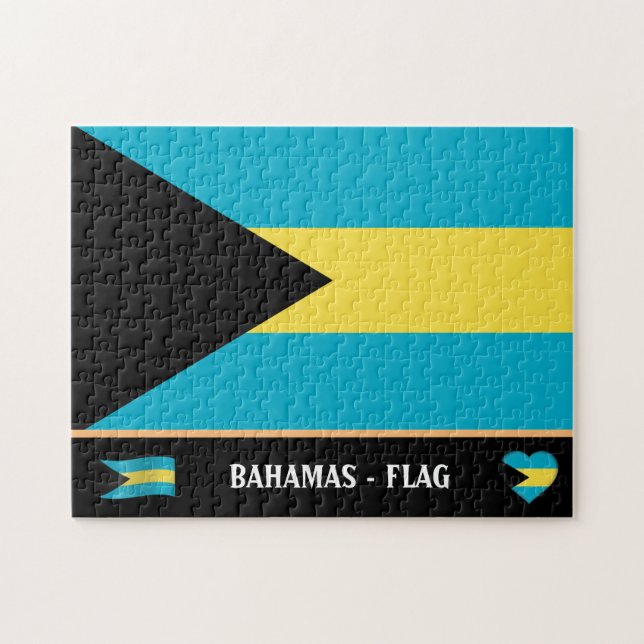 Bahamas Flagga & Bahamas land / Bahamas Pussel (Horisontell)