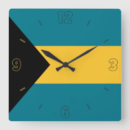 Bahamas Flagga Blue Black Gult Numbers Patriotic Fyrkantig Klocka