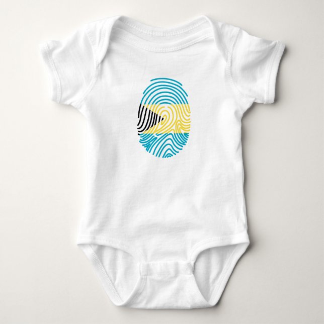 Bahamas Flagga Fingerprint T Shirt (Framsida)