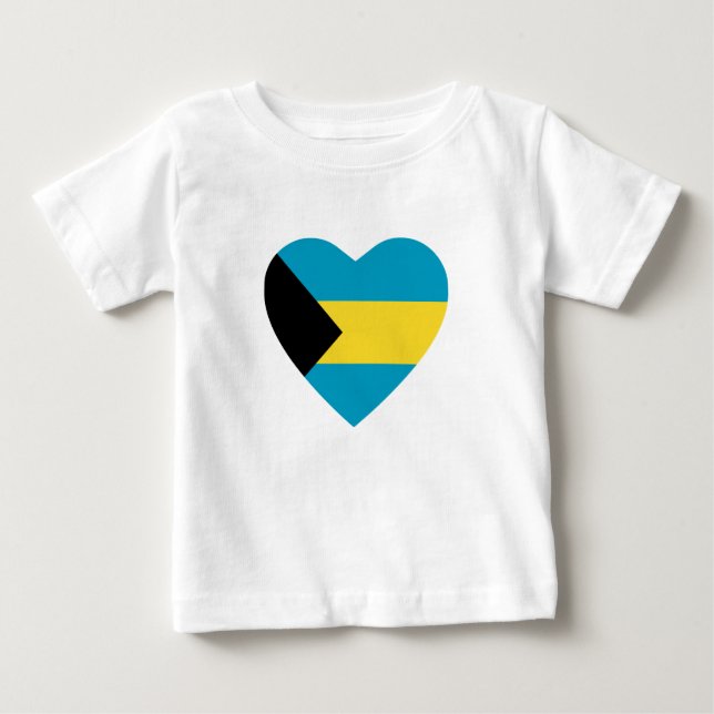Bahamas Flagga Heart T-Shirt (Framsida)