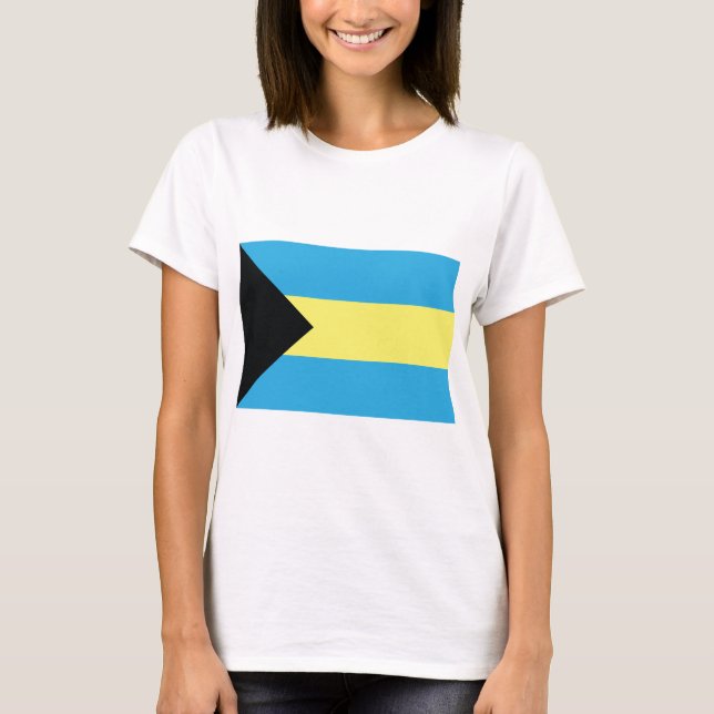 Bahamas-Flagga i Black Aquamarine och Gult Tee (Framsida)