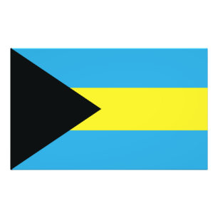 Bahamas Flagga i Black, Guld och Aquamarine Fototryck