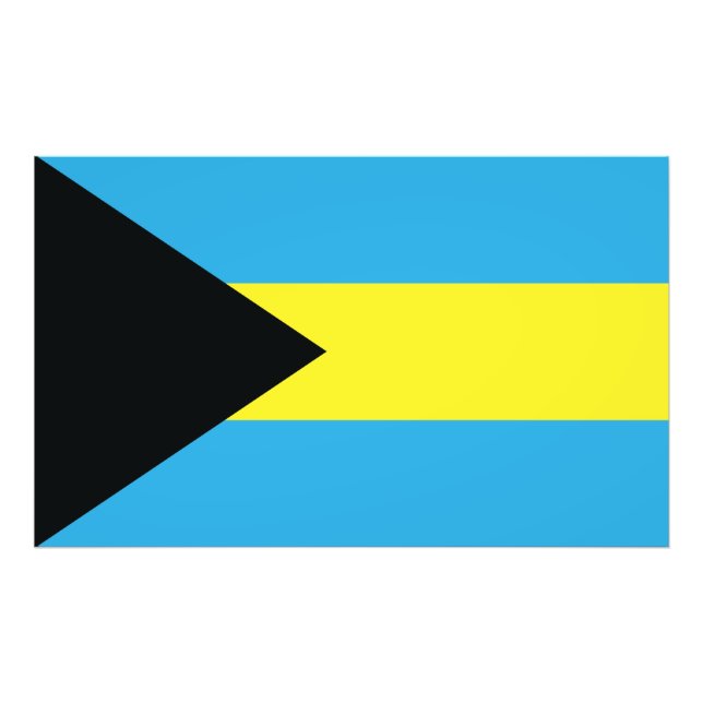 Bahamas Flagga i Black, Guld och Aquamarine Fototryck (Framsidan)