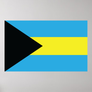 Bahamas Flagga i Black, Guld och Aquamarine Poster
