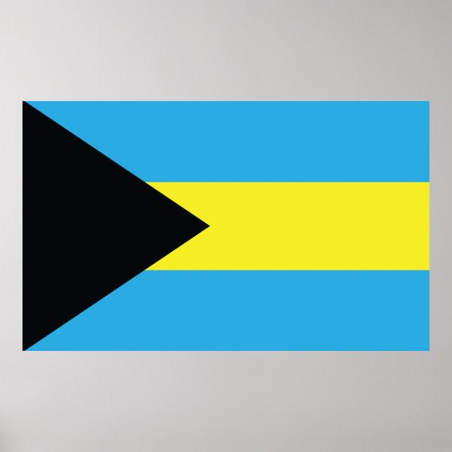 Bahamas Flagga i Black, Guld och Aquamarine Poster (Framsidan)
