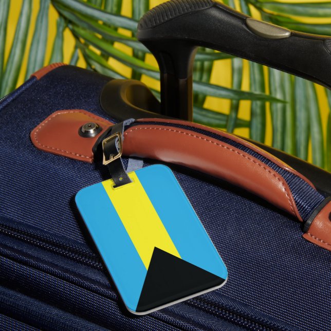 Bahamas-Flagga i blått, svart och Gult Bagagebricka (Framsida Insitu 1)