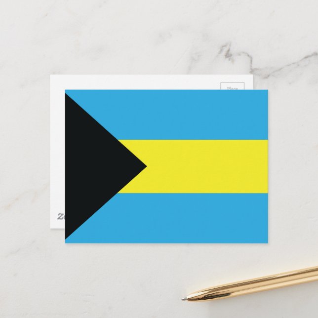Bahamas-Flagga i blått, svart och Gult Vykort (Fram/Back In Situ)