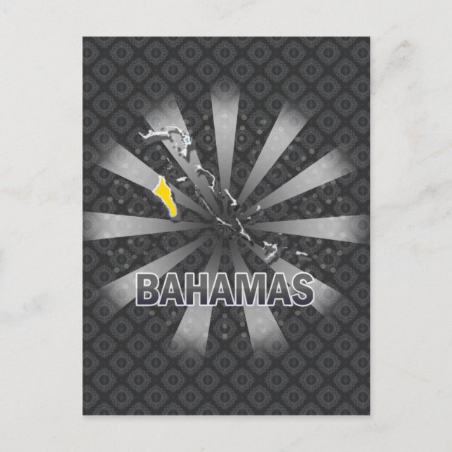 Bahamas Flagga Karta 2.0 Vykort (Framsida)