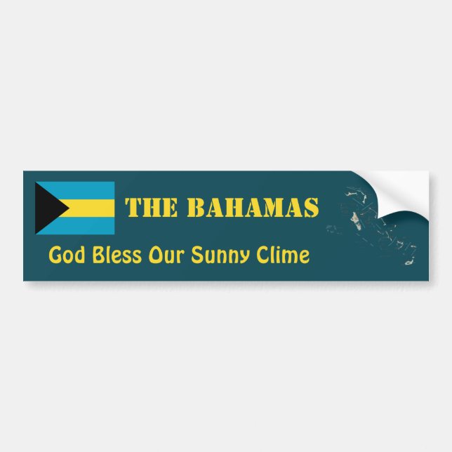 Bahamas Flagga + Karta Bildäckslapp Bildekal (Framsidan)