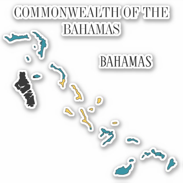 Bahamas Flagga Karta Klistermärken (Framsida)
