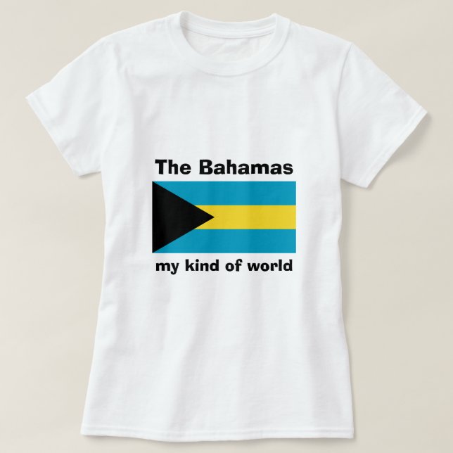 Bahamas Flagga + Karta + Text T-Shirt (Design framsida)