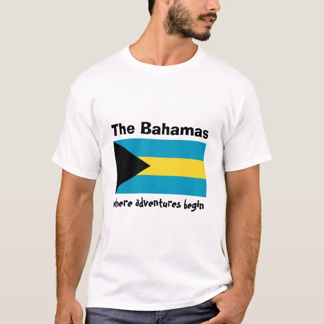 Bahamas flagga + Karta + TextT-tröja T Shirt (Framsida)