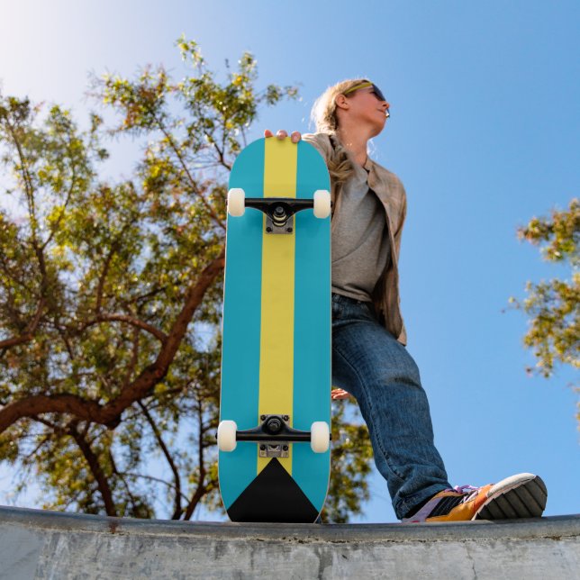 Bahamas flagga mini skateboard bräda 18,5 cm (Utomhus 1)