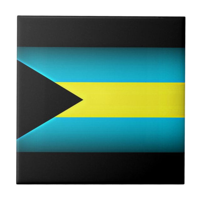 Bahamas Flagga Mörk Kant Kakelplatta (Framsidan)
