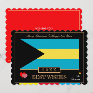 Bahamas Flagga och Gott nytt år/Bästa Önskemål kor Julkort
