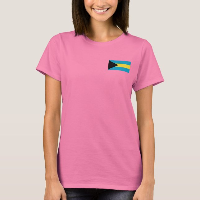 Bahamas Flagga och Karta dk T-Shirt (Framsida)