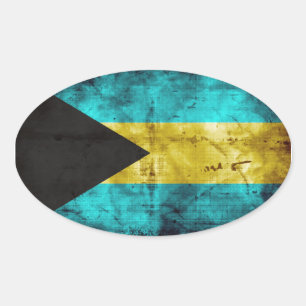 Bahamas-Flagga Ovalt Klistermärke