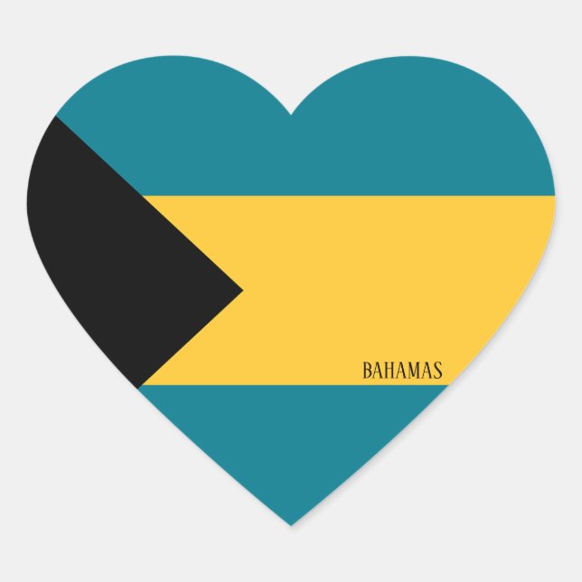 Bahamas Flagga Patriotic Hjärtformat Klistermärke (Framsida)