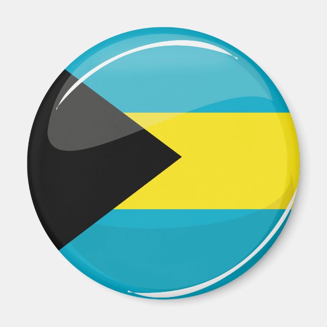 Bahamas Flagga Round och Glossy Magnet (Framsidan)