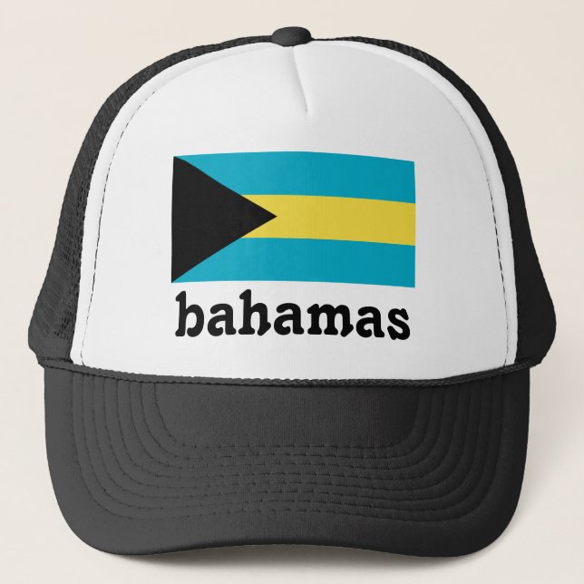 Bahamas Flagga Text Design Truckerkeps (Framsida)