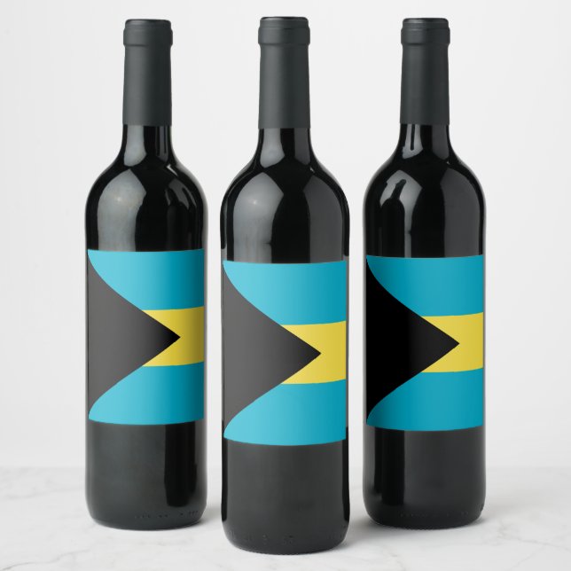 Bahamas flagga vinflaska etikett (Flaskor)